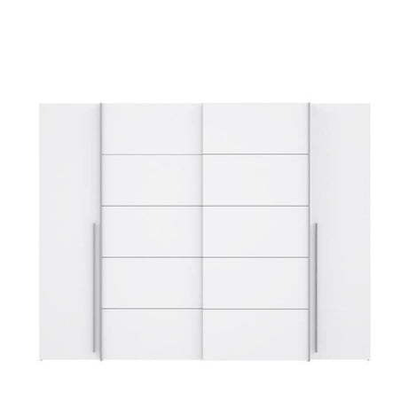 Armoire - Blanc mat -  2 portes battantes + 2 portes coulissantes - L 270,3 x P 61,2 x H 210 cm - NARAGO