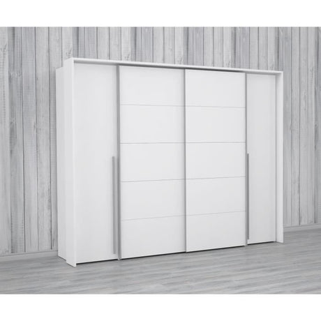Armoire - Blanc mat -  2 portes battantes + 2 portes coulissantes - L 270,3 x P 61,2 x H 210 cm - NARAGO