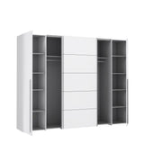 Armoire - Blanc mat -  2 portes battantes + 2 portes coulissantes - L 270,3 x P 61,2 x H 210 cm - NARAGO