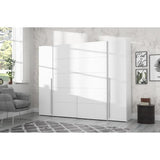 Armoire - Blanc mat -  2 portes battantes + 2 portes coulissantes - L 270,3 x P 61,2 x H 210 cm - NARAGO