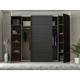 Armoire - Noir / Blanc - 2 portes battantes + 2 portes coulissantes - L270,3 x P61,2 x H210,5 cm - NARAGO