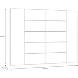 Armoire - Noir / Blanc - 2 portes battantes + 2 portes coulissantes - L270,3 x P61,2 x H210,5 cm - NARAGO