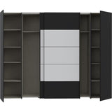 Armoire - Noir / Blanc - 2 portes battantes + 2 portes coulissantes - L270,3 x P61,2 x H210,5 cm - NARAGO