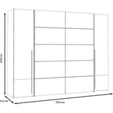 Armoire NARAGO - Décor Chene Sonoma et blanc mat - 2 portes coulissantes + 2 portes battantes - L270 x P61 x H210 cm