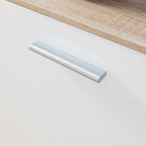 Buffet bas PILVI - 2 portes et 4 tiroirs - Blanc et chene sonoma - L 122,6 x P 34,2 x H 81,1 cm