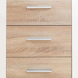 Buffet bas PILVI - 2 portes et 4 tiroirs - Blanc et chene sonoma - L 122,6 x P 34,2 x H 81,1 cm