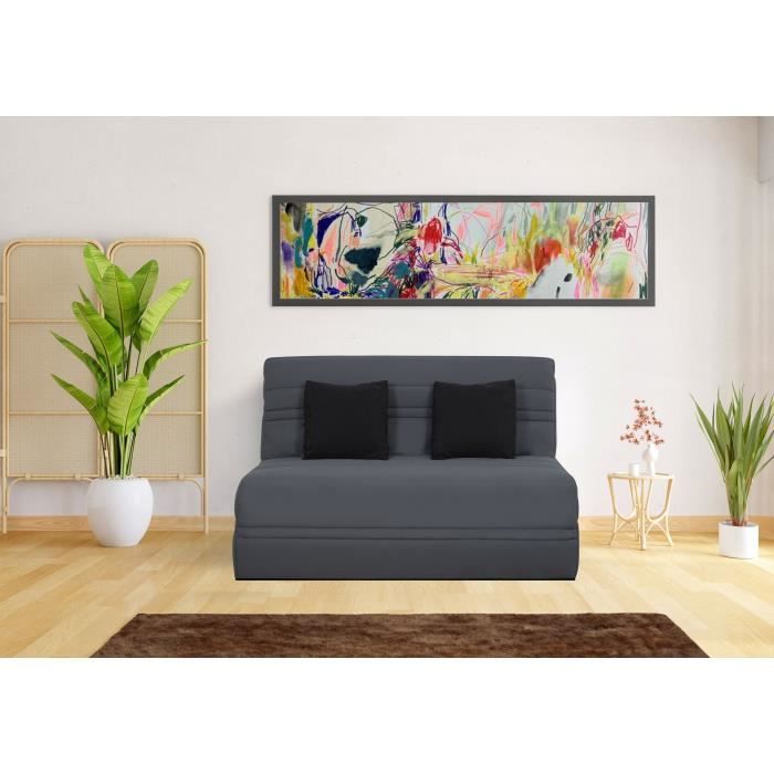 Banquette BZ NUAGE 3 places - Tissu Gris - Matelas SIMMONS - Couchage 188x138 cm
