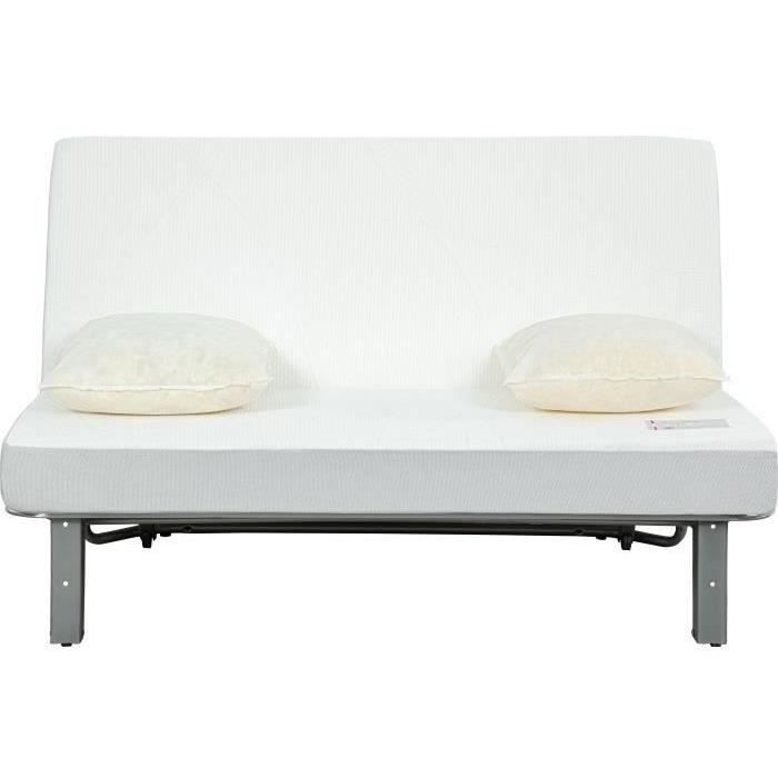 Banquette BZ NUAGE 3 places - Tissu Gris - Matelas SIMMONS - Couchage 188x138 cm