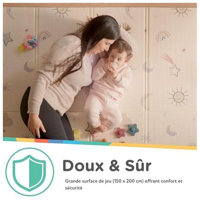 Tapis d'Éveil Réversible - NUBY - 200 x 150 x 1 cm - Léger et pliable - Safari - Des la naissance