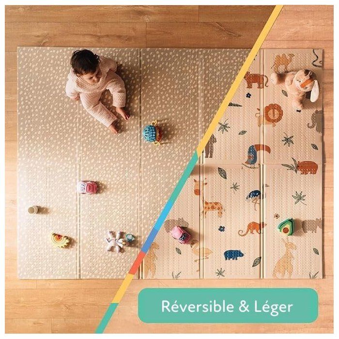 Tapis d'Éveil Réversible - NUBY - 200 x 150 x 1 cm - Léger et pliable - Safari - Des la naissance