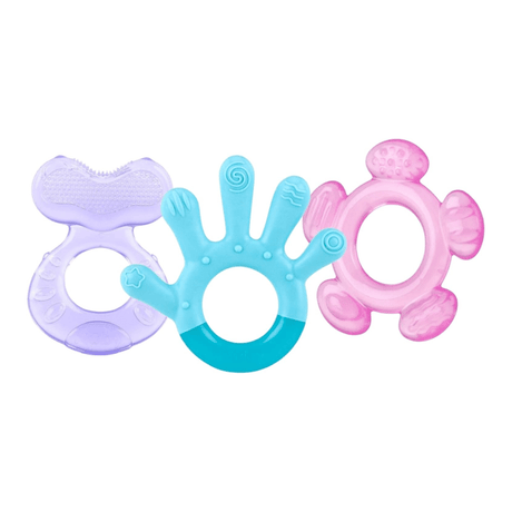 Anneaux de dentition 3 étapes - NUBY - 3 Step Teether - Compatible avec le réfrigérateur - Des 3 mois - Bleu / Violet / Rose