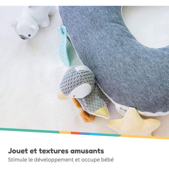 Coussin intéractif moelleux - NUBY - Tummy Time - Gris / Blanc
