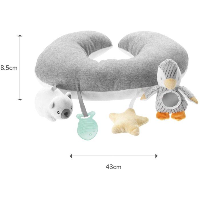 Coussin intéractif moelleux - NUBY - Tummy Time - Gris / Blanc