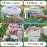 Pot de voyage portable pour tout-petits - NUBY - Avec sac de rangement - Gris / Blanc