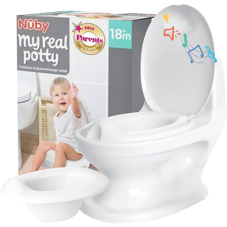 Pot bébé pour apprentissage de la propreté - NUBY - My Real Potty - Pot enfant avec bruit de chasse d'eau - Piles incluses