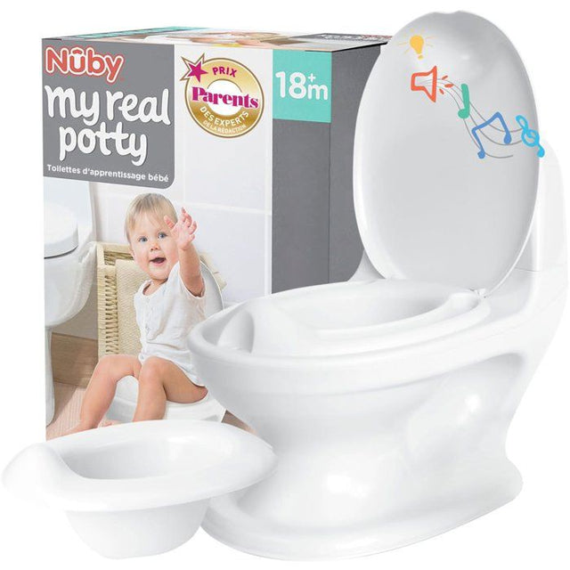 Pot bébé pour apprentissage de la propreté - NUBY - My Real Potty - Pot enfant avec bruit de chasse d'eau - Piles incluses