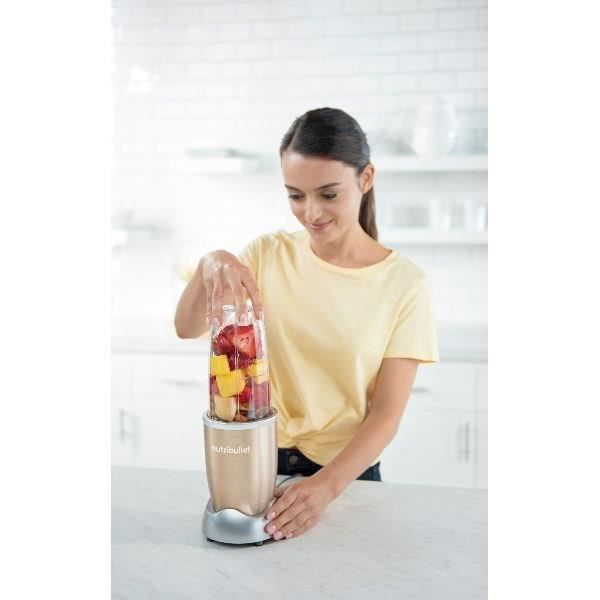 Blender personnel - NUTRIBULLET - NB907CP - 900W - 2 tasses + 2 couvercles + anneau - Doré