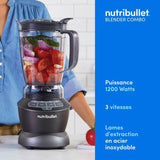 Blender - NUTRIBULLET Combo - NBF500DG - 1200 Watt - Pichet 1.65L - 2 tasses et 2 couvercles de voyage inclus - Noir - Sans BPA