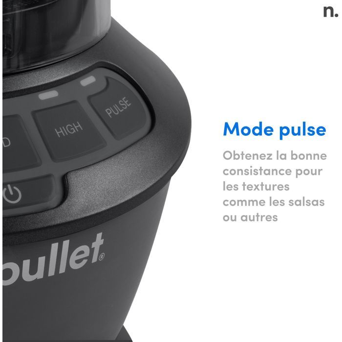 Blender - NUTRIBULLET Combo - NBF500DG - 1200 Watt - Pichet 1.65L - 2 tasses et 2 couvercles de voyage inclus - Noir - Sans BPA