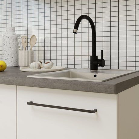 NOVACOOL - Bloc cuisine complete - Blanc mat / Gris - 220 x 60 x 204 cm - Plan de travail inclus