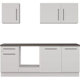 NOVACOOL - Bloc cuisine complete - Blanc mat / Gris - 220 x 60 x 204 cm - Plan de travail inclus