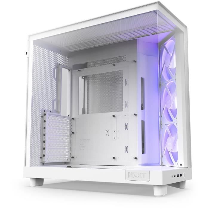 Boitier moyen-tour - NZXT - H6 Flow RGB - Double chambre - Ventilateurs RGB inclus - Blanc