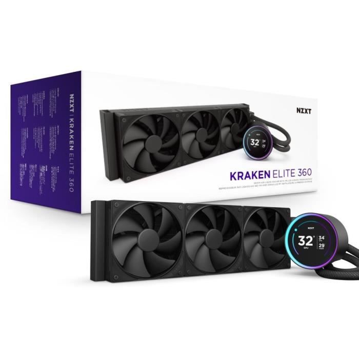 Watercooling - NZXT - RL-KN36E-B2 - Kraken Elite 360 - Écran 2.72 et anneau RGB personnalisable - Noir
