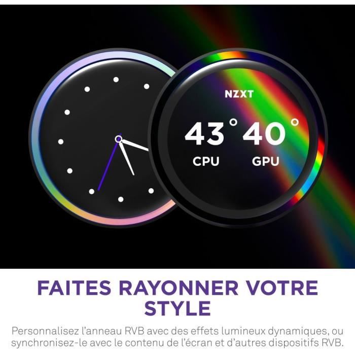 Watercooling - NZXT - RL-KR24E-W2 - Kraken Elite 240 RGB - Écran 2.72, panneau RGB personnalisable et ventilateurs RGB - Blanc