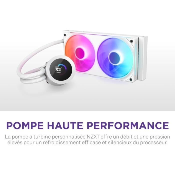 Watercooling - NZXT - RL-KR240-W2 - Kraken Plus 240 RGB - Écran carré 1.54 personnalisable et ventilateurs RGB - Blanc