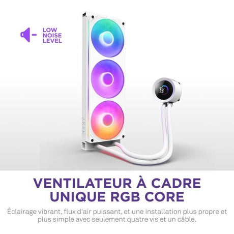 Watercooling - NZXT - RL-KR360-W2 - Kraken Plus 360 RGB - Écran carré 1.54 personnalisable et ventilateurs RGB - Blanc