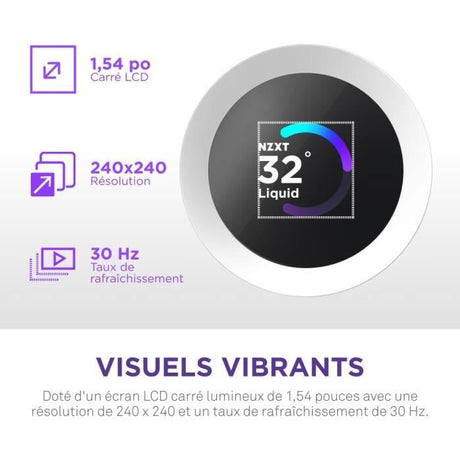 Watercooling - NZXT - RL-KR360-W2 - Kraken Plus 360 RGB - Écran carré 1.54 personnalisable et ventilateurs RGB - Blanc