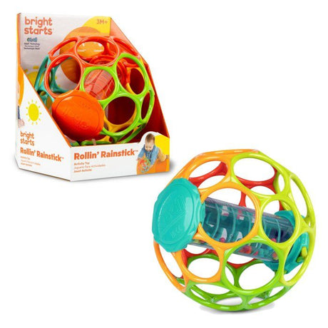 BRIGHT STARTS  OBALL -Hochet pour bébé - Rollin' Rainstick - Perles multicolores - Baton de pluie - 3M+