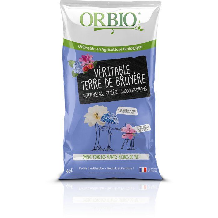 Terre de bruyere - ORBIO - 40 L - Idéale plantes acidophiles - Substrat léger
