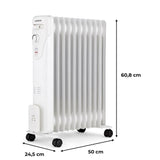 Radiateur électrique bain d'huile 2500W OCEANIC - 3 puissances - 11 éléments - Blanc - Mobile