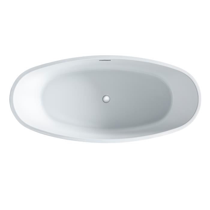OCEANIC Baignoire ilot Rosã - L.177 x I.83 x H.58 cm - En acrylique - Bonde poussoir - Blanc
