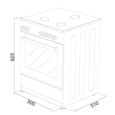 OCEANIC Cuisiniere vitrocéramique 50 x50 - four convection naturelle - four 48L - blanc