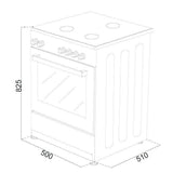OCEANIC Cuisiniere vitrocéramique 50 x50 - four convection naturelle - four 48L - blanc
