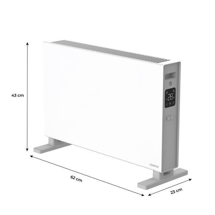 Radiateur convecteur électrique mobile - OCEANIC - 2000 W - 2 puissances - Blanc mat