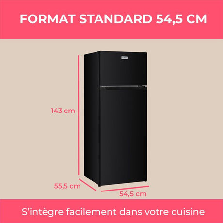 Réfrigérateur congélateur haut - OCEANIC - OCEAF2D206B3 - 206 L - Froid statique - Classe E - Noir