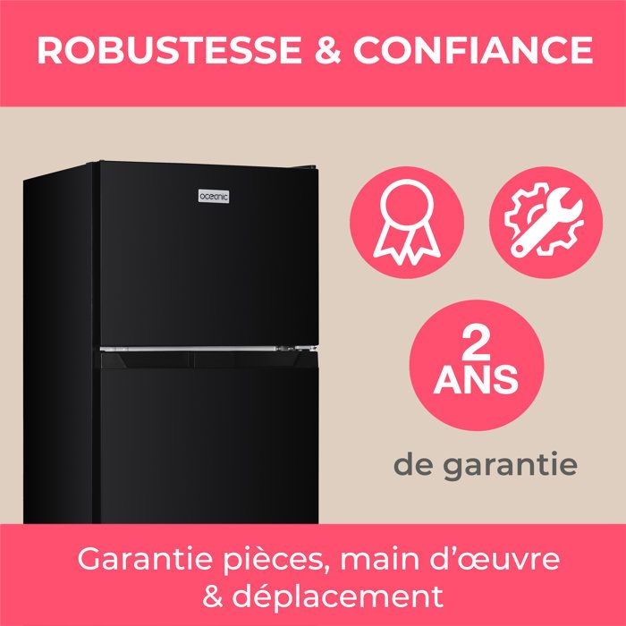 Réfrigérateur congélateur haut - OCEANIC - OCEAF2D206B3 - 206 L - Froid statique - Classe E - Noir