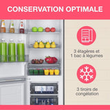 Réfrigérateur combiné - OCEANIC - OCEAFC262STDS - 262 L - Classe D - 55 x 56 x 180 cm - Silver