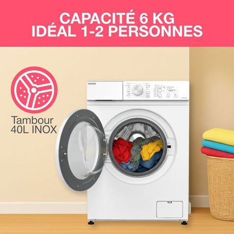 Lave-linge frontal OCEANIC OCEALL610WA - 6 kg - Induction - 60 cm - 1000 trs/ min - Blanc