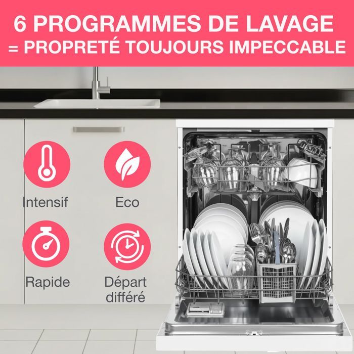 Lave-vaisselle pose libre OCEANIC OCEALV1247W - 12 couverts - 47 dB blanc