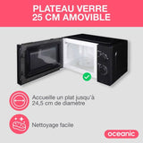Micro-ondes OCEANIC MO20B11 Noir l 45,4 x H26,1 x P32,6 cm - 20L