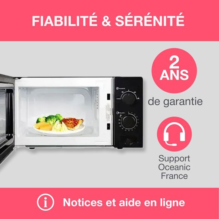 Micro-ondes OCEANIC MO20B11 Noir l 45,4 x H26,1 x P32,6 cm - 20L