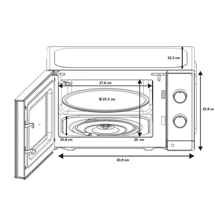 Micro-ondes - OCEANIC - OCEAMO20W12 - 20L - blanc - Monofonction