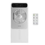 Ventilateur brumisateur 3 en 1 OCEANIC - 50W - Diametre 23 cm - Affichage LED - Télécommande - Minuterie - Moteur DC - Gris et blanc
