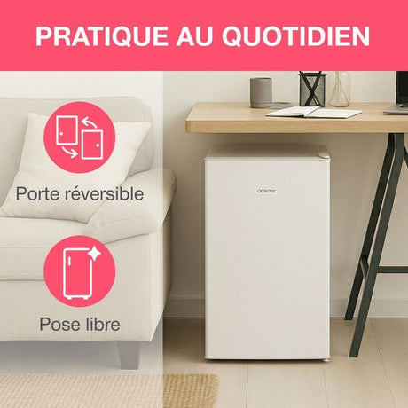 Réfrigérateur table top - OCEANIC - 90L - 37dB - Classe E - L44,5 x P47,5 x H85 cm - Blanc