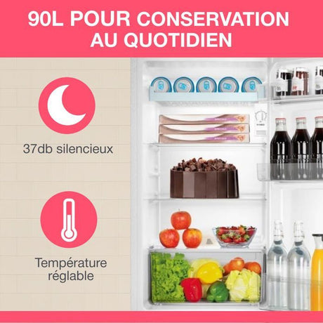 Réfrigérateur table top - OCEANIC - 90L - 37dB - Classe E - L44,5 x P47,5 x H85 cm - Blanc