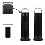 Radiateur soufflant oscillant - Céramique - OCEANIC - 2000 W - Télécommande -  Noir